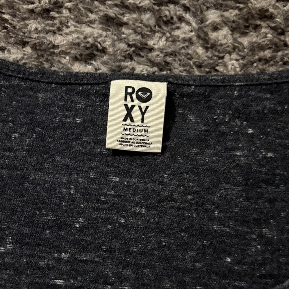 Roxy Charcoal Tee with Multicolor Heart Graphic - Picture 3 of 5